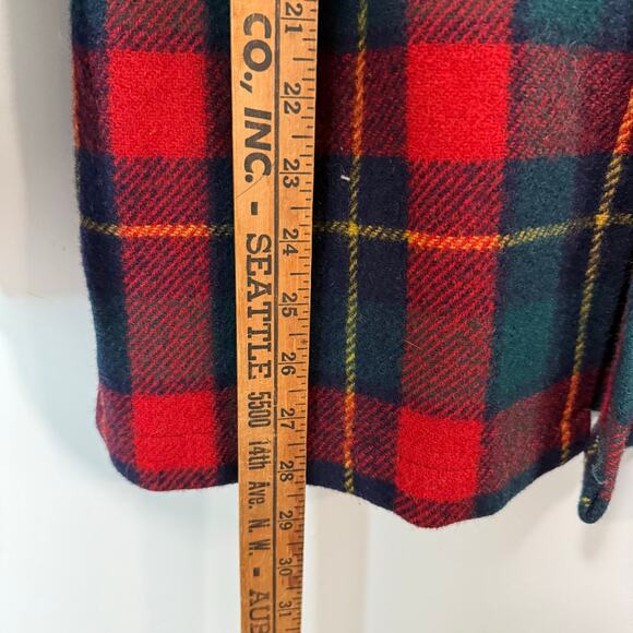 Lobo by Pendleton Vintage Wool Shacket Jacket Suede Patch Plaid Medium Red Blue - Picture 5 of 7